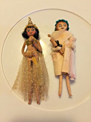 Fabulous Vintage Anthony And Cleopatra Clothes Pin Doll Folk Art
