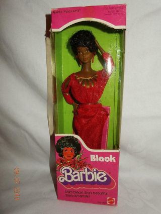 Vintage 1979 First Black Barbie Doll Red Disco Dress,  Jewelry,  & Shoes Bnib