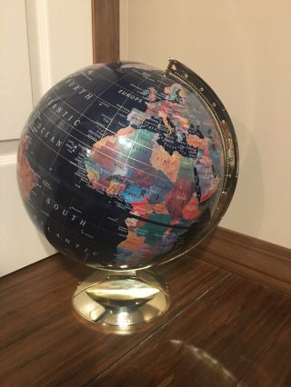 World Globe Vintage Replogle 12 " Jewel Marquise Gold Plastic Stand