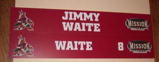 Phoenix Coyotes Jimmy Waite Rare Locker Room Nameplates W/old Logo From 1997 - 99