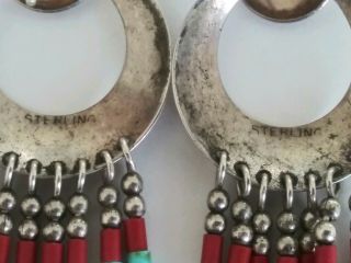 Antique Old Pawn NAVAJO Sterling Silver Earrings SIGNED 6.  6 grams 3