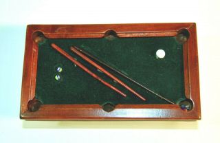Vintage Doll House Pool Table with Balls and Cues 1:12 Scale 3