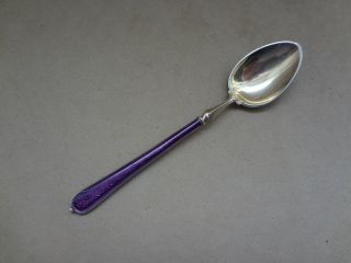 Antique Scandinavian Sterling 925 Purple Enamel Demitasse Spoon W/ Golden Bowl