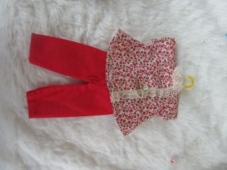 Vintage Outfit Fits Vogue Jill Doll And Little Miss Revlon - Red Floral Top/pants