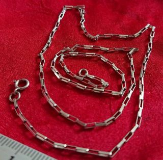 Rare Rectangular Links Vintage Hallmarked Sterling Silver 18 Inch Chain,  2.  5 Gra