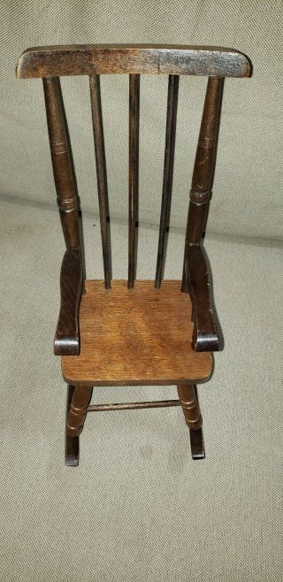 Vintage Wooden Doll Rocking Chair Tall Back