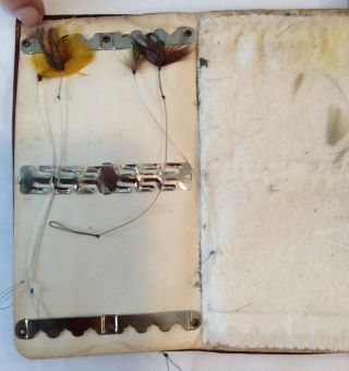 Vintage Fly Fishing Leather Wallet With A Few Flies 3