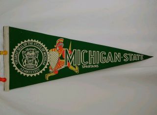 Vintage Michigan State University Flag Pennant 1960 29 " Football Rare