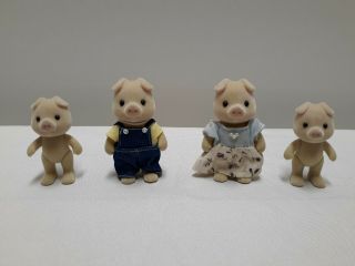 Calico Critters Sylvanian Families Retired Rare Htf Oinks Grunt Pig Family Of 4