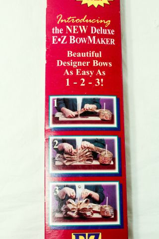 Deluxe E - Z Bow Maker Vintage Wooden Ribbon Spool Holder with Instructions 3