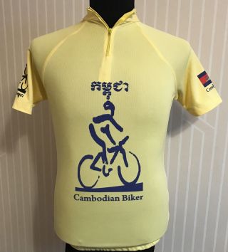 Rare Cambodia Cycling Jersey Cambodian Biker Yellow Bicycle T - Shirt Men 