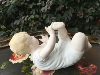 Vintage Piano Baby Bisque Porcelain Figurine Lying on Back 23/111 2