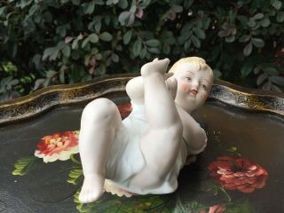 Vintage Piano Baby Bisque Porcelain Figurine Lying on Back 23/111 3