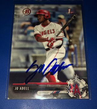 Jo Adell Signed In Person 2017 1st Bowman Draft Angels Baseball Card Auto Rare