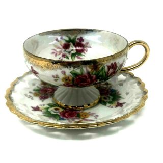 Royal Halsey Very Fine China Tea Cup And Saucer Set Pink White Floral Roses