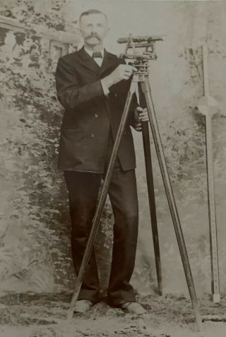 Surveyor Early Photograph With Surveying Transit Circa 1890 2