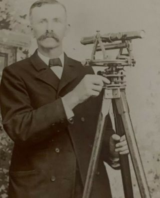 Surveyor Early Photograph With Surveying Transit Circa 1890 3
