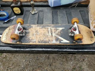 Vtg 30.  5 " Think Skateboard Deck Spit Fire Wheels Rare Kreper Skull Trucks Beat