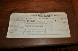 Rare 1907 Railroad Bank Check Lancaster & Chester Railway Sc Paid To Dl&wrr Nr