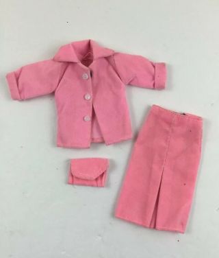 Vintage BARBIE PINK VELVET Outfit Fashion Skirt Blazer And Purse 2