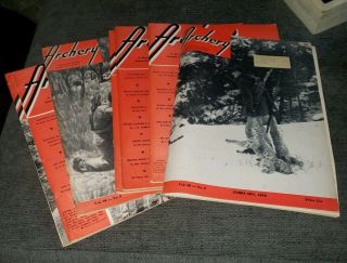8 Rare Vintage 1958 Archery Magazines,  Fred Bear