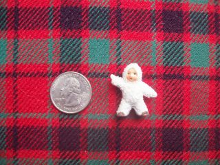 Antique Snow Baby Bisque Mini Porcelain Figurine Waving Made In Germany