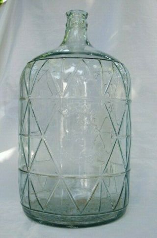 Vintage Rare Silver Springs Glass 5 Gallon Water Jug Bottle W/ Native America
