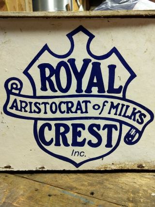 Vintage Royal Crest Dairy 15 " Wood Milk Bottle Crate Porch Box W/ Flip Top - Rare