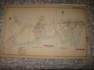 Masterpiece Antique 1915 Bellport Eastport Suffolk County York Handcolor Map