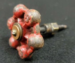 Vintage Antique Iron Water Valve Shut Off Faucet Red Steampunk Handle Part