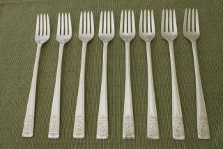 Inauguration National Silver Co.  Silverplate 8 Grille Forks 7 3/4 "