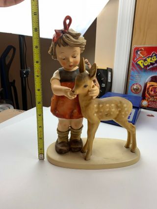 Vtg Goebel M.  I.  Hummel Girl W/ Deer Friends Figurine 136/v Tmk 3 11 " Tall Rare