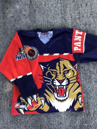 Vtg 90s Rare Nhl Florida Panthers All Over Print Nike Street Hockey Jersey Large