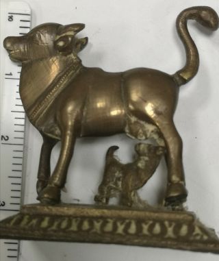 Brass Cow And Calf Figure.  Indian /asian /oriental