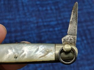 Rare Antique Vintage Radiant Sheffield England Pearl Easy Open Ring Turn Knife