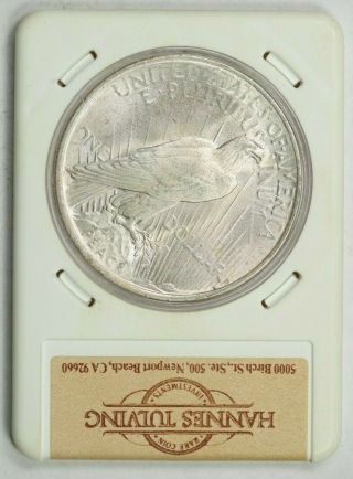 Rare Vintage Hannes Tulving Slabbed Peace Silver Dollar 1922,  Uncirculated BU 2