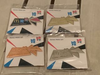 Rare London 2012 Olympics Pin Badges X4 Games Makes Gold Silver Bronze Gifts