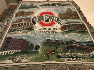 Ohio State 46 " W X 62 " L Woven Tapestry/throw/afghan/blanket - Rare