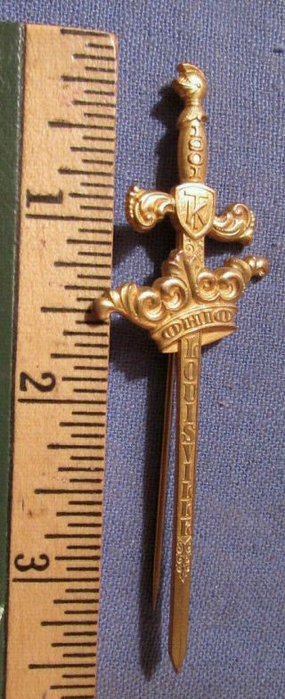 Antique Unusual 1901 Figural Sword Masonic Medal Pin Knights Templar Ohio Ky