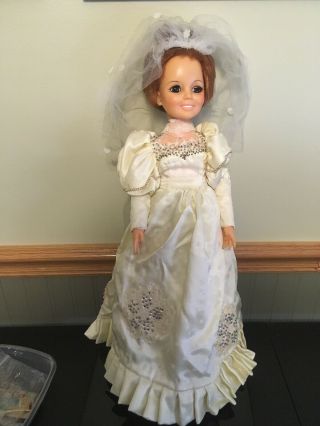 Vintage Crissy Doll In Wedding Dress 1969 Ideal Growing Hair