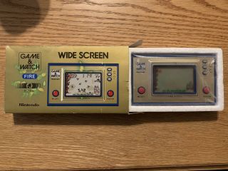 1981 Nintendo Fire Fr - 27 Wide Screen Electronic Game & Watch Boxed Nmib Rare Nr