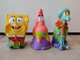 Rare Vintage Viacom 2000 Spongebob Patrick Squidward Talking Squeeze Toys Set