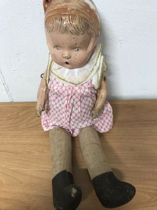 Vintage Antique Composition Doll Straw Body