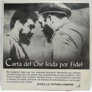 Fidel Castro : Ultra Rare 33 1/3 Rpm 7 - Inch Speech Of Che Guevara Letter 10/3/65