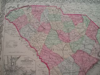 1855 Colton Atlas Map State of South Carolina - 164 Year Old Antique 2