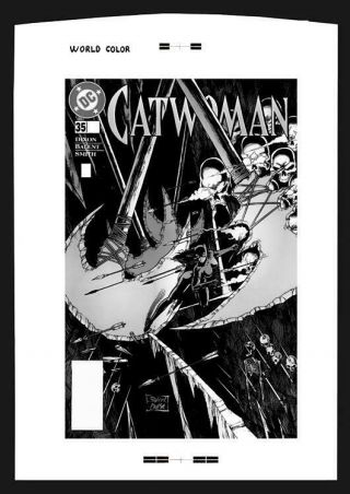 Jim Balent Catwoman 35 Rare Large Production Art Cover Mono