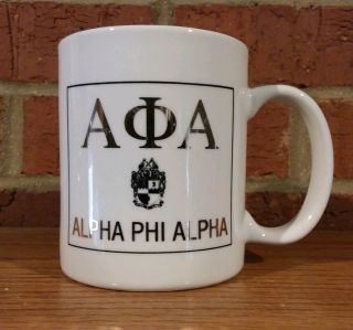 Vtg Ceramic Alpha Phi Alpha White W/gold Lettering Coffee Mug Cup Rare Unique