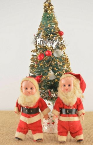 Vintage Celluloid Santa Baby Doll Sleepy Eyes Jointed Hands Legs Made In Italy