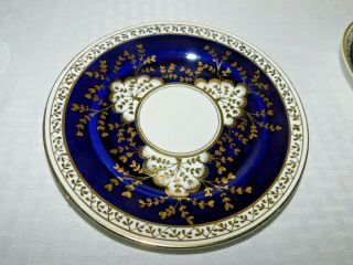 VINTAGE W.  H.  & S Clifton China 3 piece Teacup Set - Cobalt Blue and Gold 3