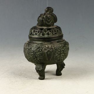 EXQUISIT Chinese OLD Bronze Buddha Incense Burner Made During Da Ming Xuande 2